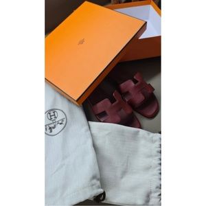 Hermes Oran Sandals - Color Rouge (burgundy)